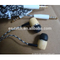 Wood earphone, in ear earpiece, cell phone earbuds